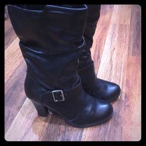 Black leather boots